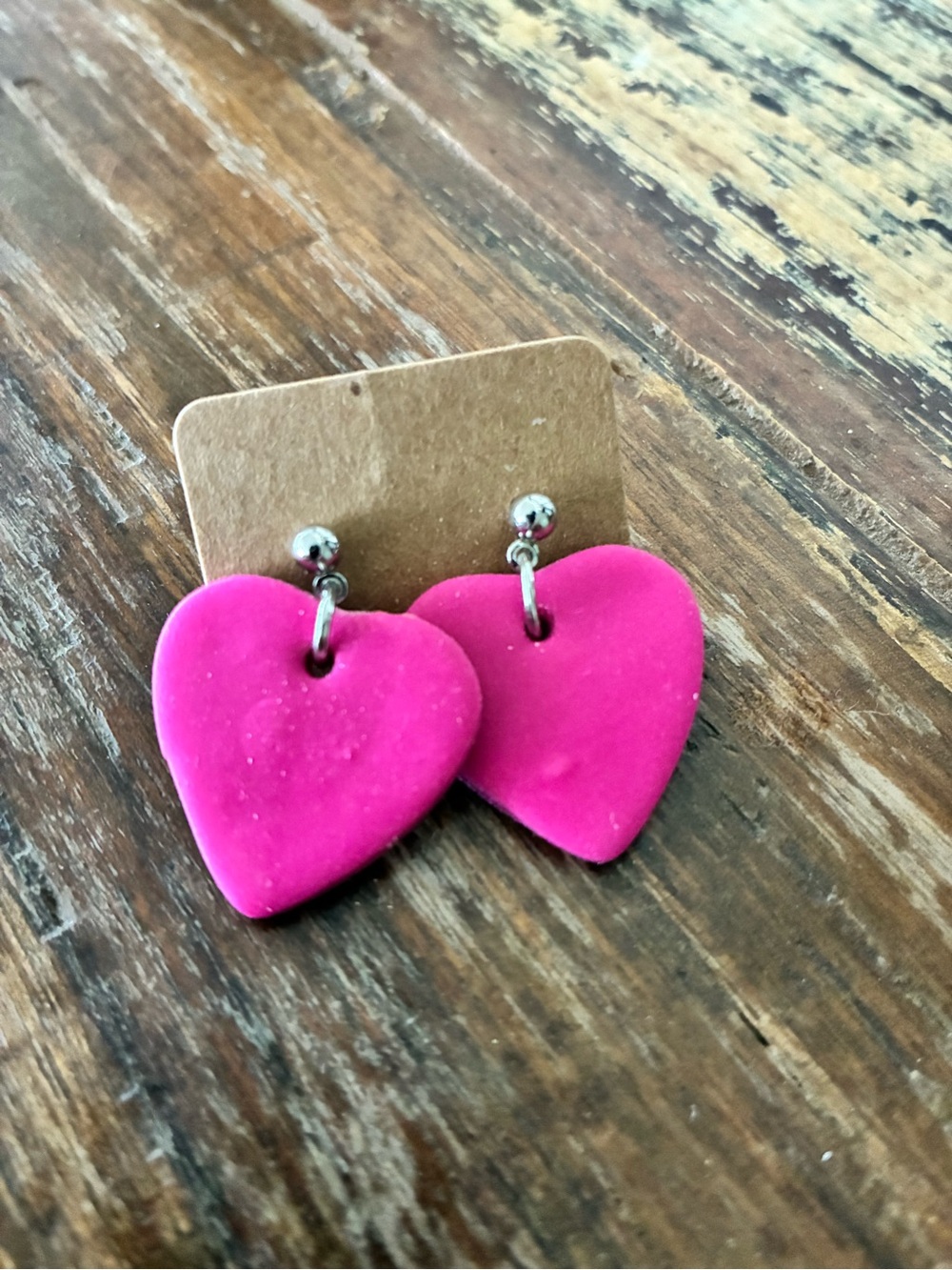 Hot Pink Heart Drop Earrings